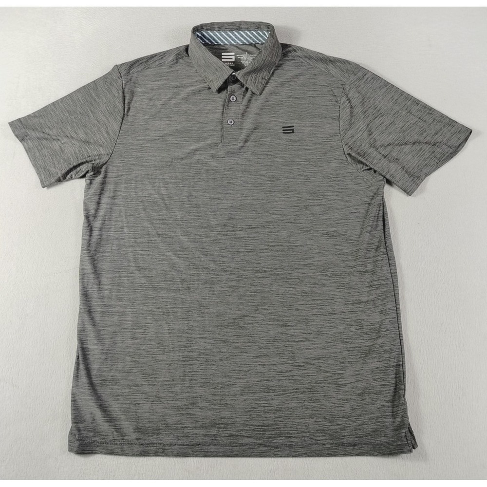 Three Sixty Six Polo Shirt Mens Large Gray Solid Golf Performance Stretch Tech